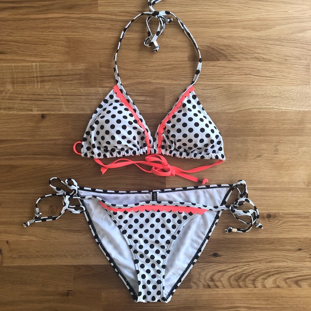 Adore Me Pink Scalloped Polka Dot Bikini M L